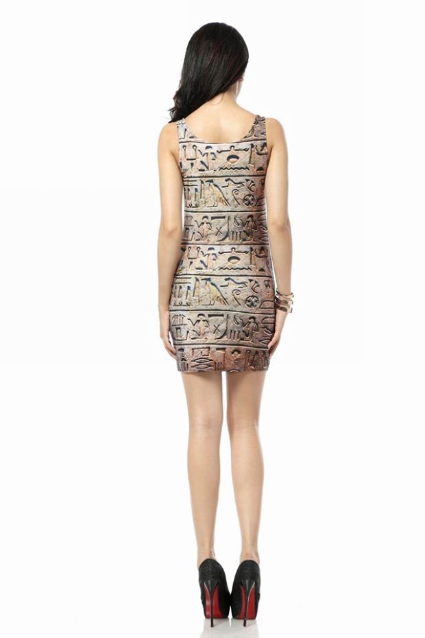 Ancient egypt letters print pencil dress